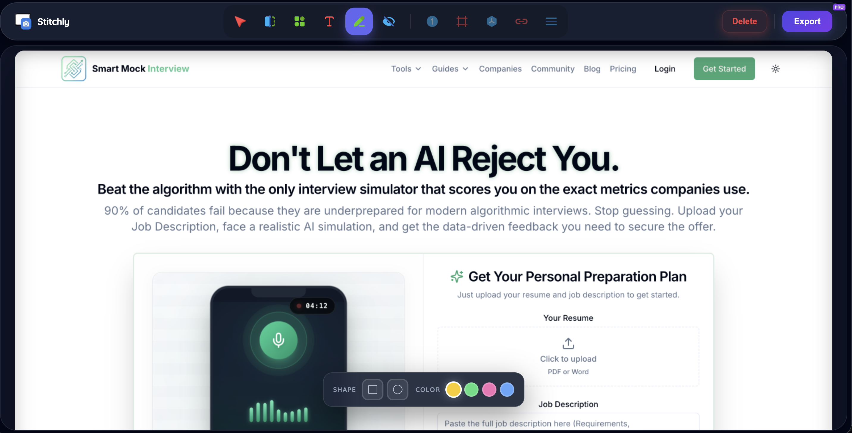 Stitchly technical workflow